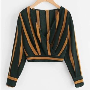 SHEIN Forrest green & mustard yellow crop top